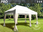 Gazebo Pro 3x6 m. Curved valance and 6 curtains, white